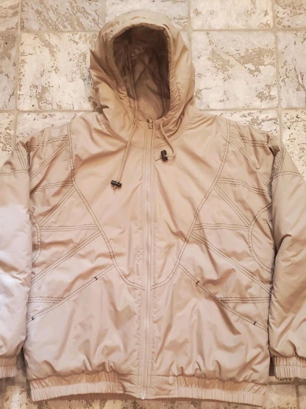 Supreme Beige Hooded Puffer Jacket